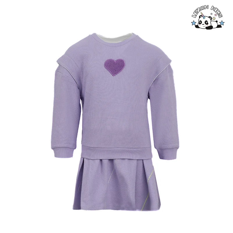 LEZONKIDS - OEM Customized Children's Fashion Suit Fashion Cotton Sweater Baby Casual Cute Skirt Girls Clothing Set